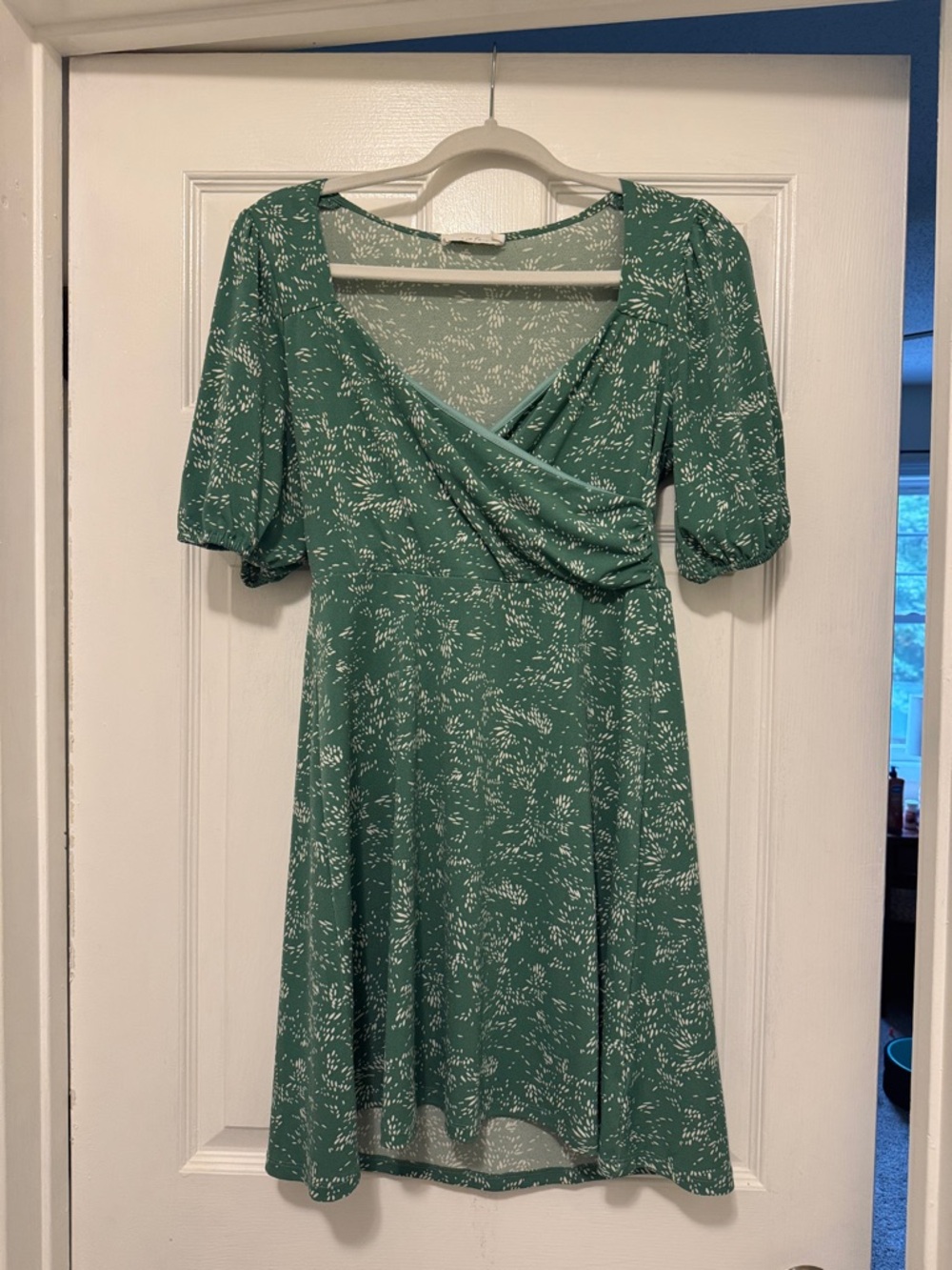 All in Favor Green Floral Wrap Midi Dress